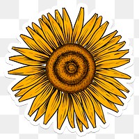 Yellow sunflower sticker with a white border