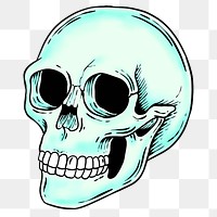 Neon blue skull sticker design element