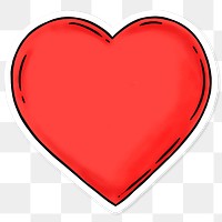 Red heart sticker with a white border