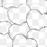 Square hand drawn heart frame design element