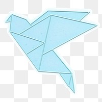 Blue origami bird sticker design element