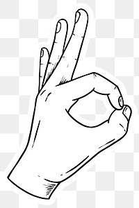 Ok hand sign drawing sticker design element