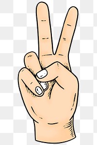 Victory hand sign drawing design element