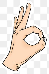 Ok hand sign drawing sticker design element