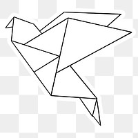 White origami bird sticker design element