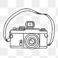 Camera with a strap sticker design element