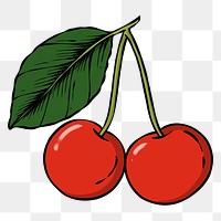 Hand drawn red cherry design element