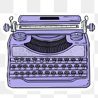 Classic purple typewriter sticker png