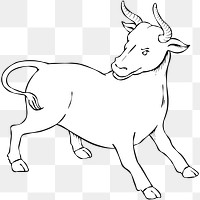 Hand drawn angry bull png