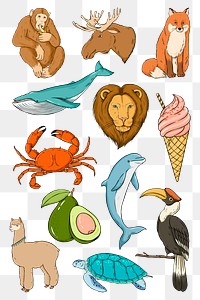 Png wild life sticker set colorful clipart