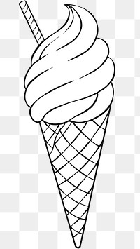 Png vintage ice cream dull colorful cartoon illustration black and white