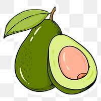 Png cartoon sticker avocado hand drawn clipart