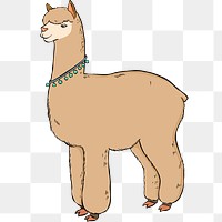 Png vintage hand drawn lama cartoon clipart