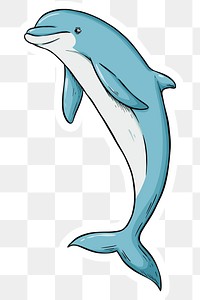 Vintage hand drawn png dolphin cartoon clipart