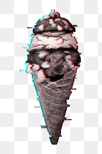 Trashed toys in an ice cream cone pollution glitch sticker