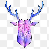 Purple galaxy patterned geometrical shaped deer sticker design element