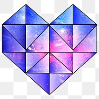 Purple galaxy patterned geometrical shaped heart sticker design element