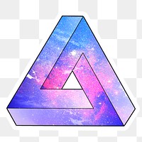 Purple galaxy patterned geometrical shaped pyramid sticker design element