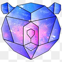 Purple galaxy patterned geometrical shaped bear sticker design element