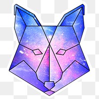 Purple galaxy patterned geometrical shaped fox sticker design element