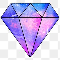 Purple galaxy patterned geometrical shaped diamond sticker design element