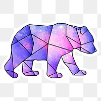 Purple galaxy patterned geometrical shaped bear sticker design element