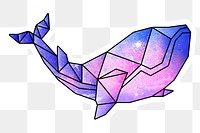 Purple galaxy patterned geometrical shaped whale sticker design element