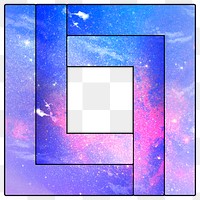 Purple galaxy patterned geometrical shaped square sticker design element