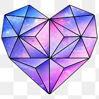 Purple galaxy patterned geometrical shaped heart sticker design element