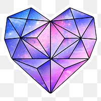 Purple galaxy patterned geometrical shaped heart sticker design element