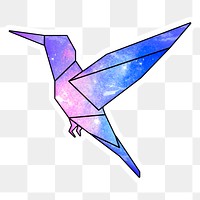 Purple galaxy patterned geometrical shaped hummingbird sticker design element