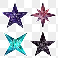 Colorful galaxy patterned geometrical shaped stars sticker set