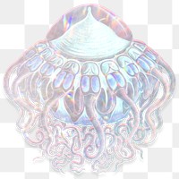 Silver holographic jellyfish sticker design element