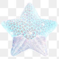 Blue holographic starfish sticker design element