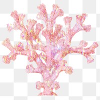 Pink holographic coral sticker design element
