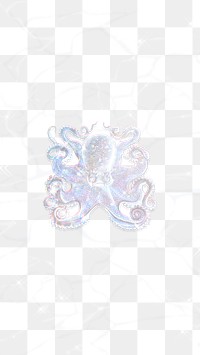 Silver holographic octopus background overlay