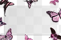 Pink holographic and glittery butterfly frame design element