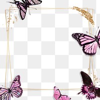 Square pink butterfly frame design element