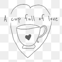 A cup full of love doodle style illustration