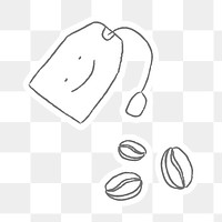 Doodle tea bag and coffee beans design element