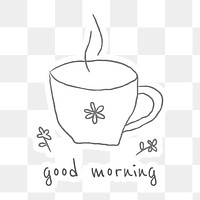 Good morning cute coffee cup doodle style illustration