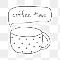 Cute polka dot coffee cup doodle style illustration