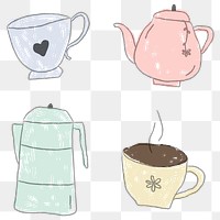 Cute coffee doodle design element set