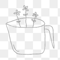 Cute flowers in a coffee cup doodle style illustration