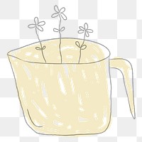 Cute flowers in a yellow coffee cup doodle style illustration