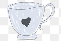 Heart symbol on a blue cup doodle style illustration