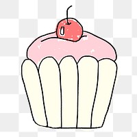 Cute cherry cupcake doodle style illustration