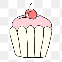 Cute cherry cupcake doodle style illustration