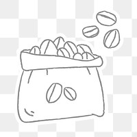 Doodle coffee beans in a bag design element