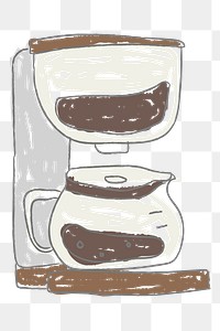 Doodle style coffee maker design element